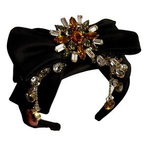 Dolce & Gabbana Black Headband with Gold and Silver Crystals
